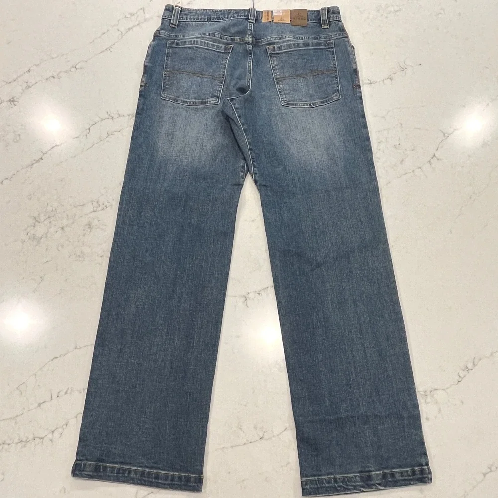 Prana NEW Axiom Jeans Mens 32 x32 Blue Denim Straight Leg Organic Cotton Stretch
